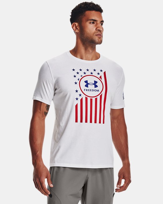 Men's UA Freedom Chest Flag T-Shirt, White, pdpMainDesktop image number 0